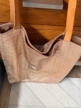 Leather Rose Gold Tote Bag Molly M Designs
